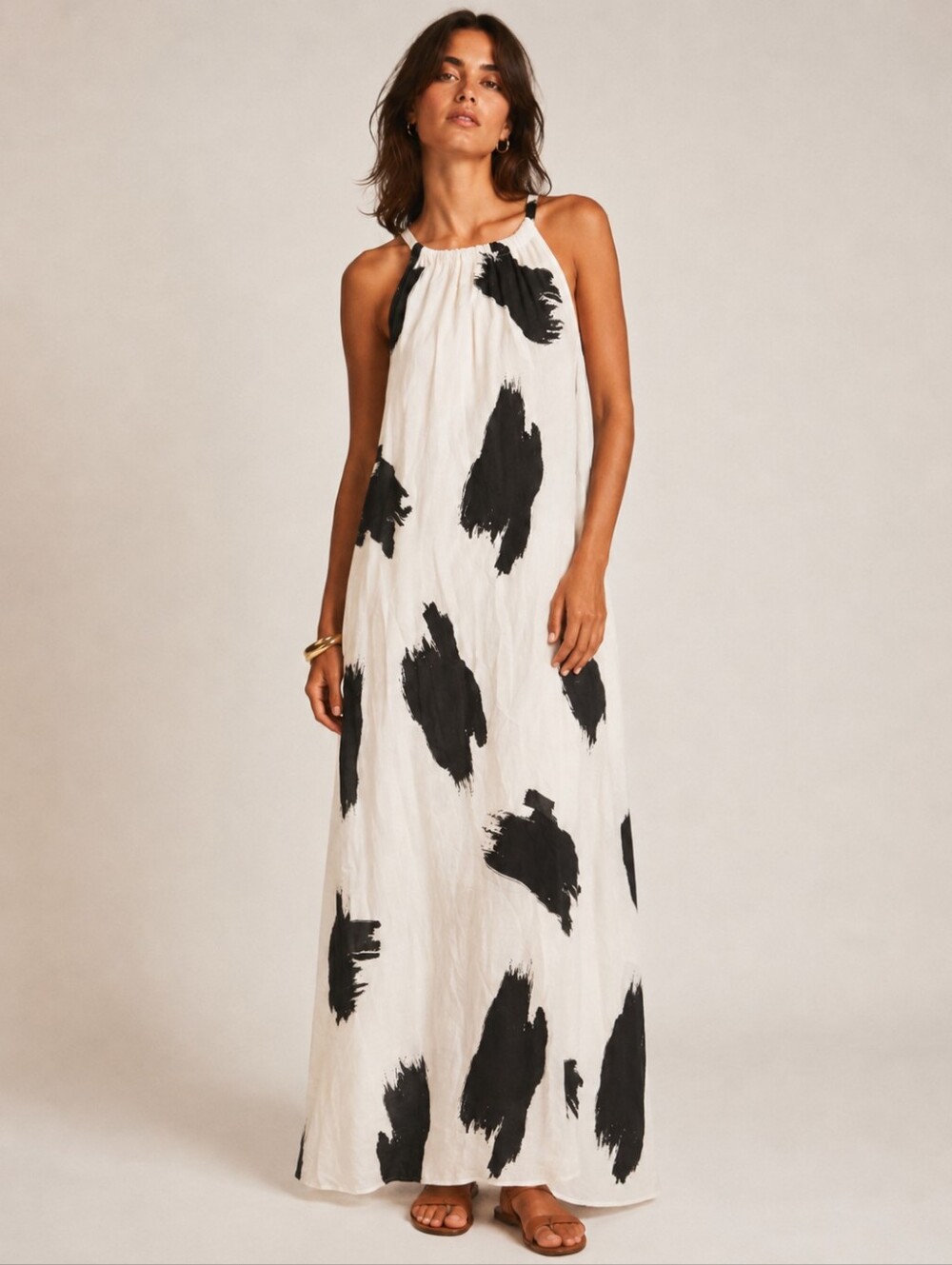 NWT Vianova Halter Maxi Dress Size M Silk Blend Made In Italy